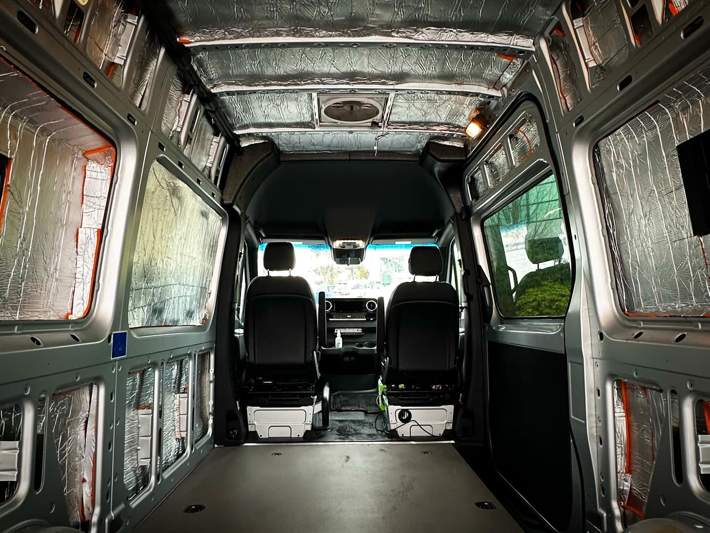 Duck Liner foil-faced closed-cell insulation installed in a camper van
