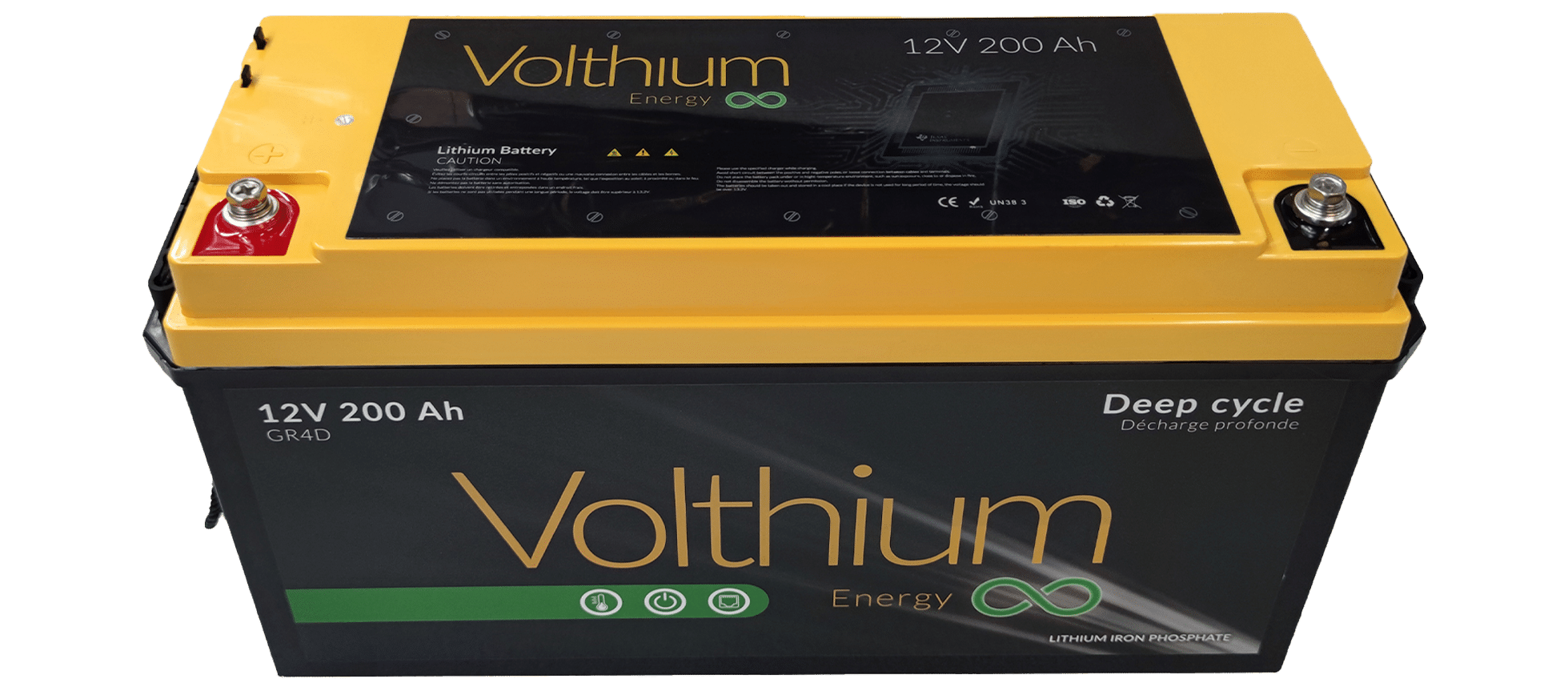 Volthium 12.8 V 200 Ah Battery Self Heating with On/Off switch Group 4D