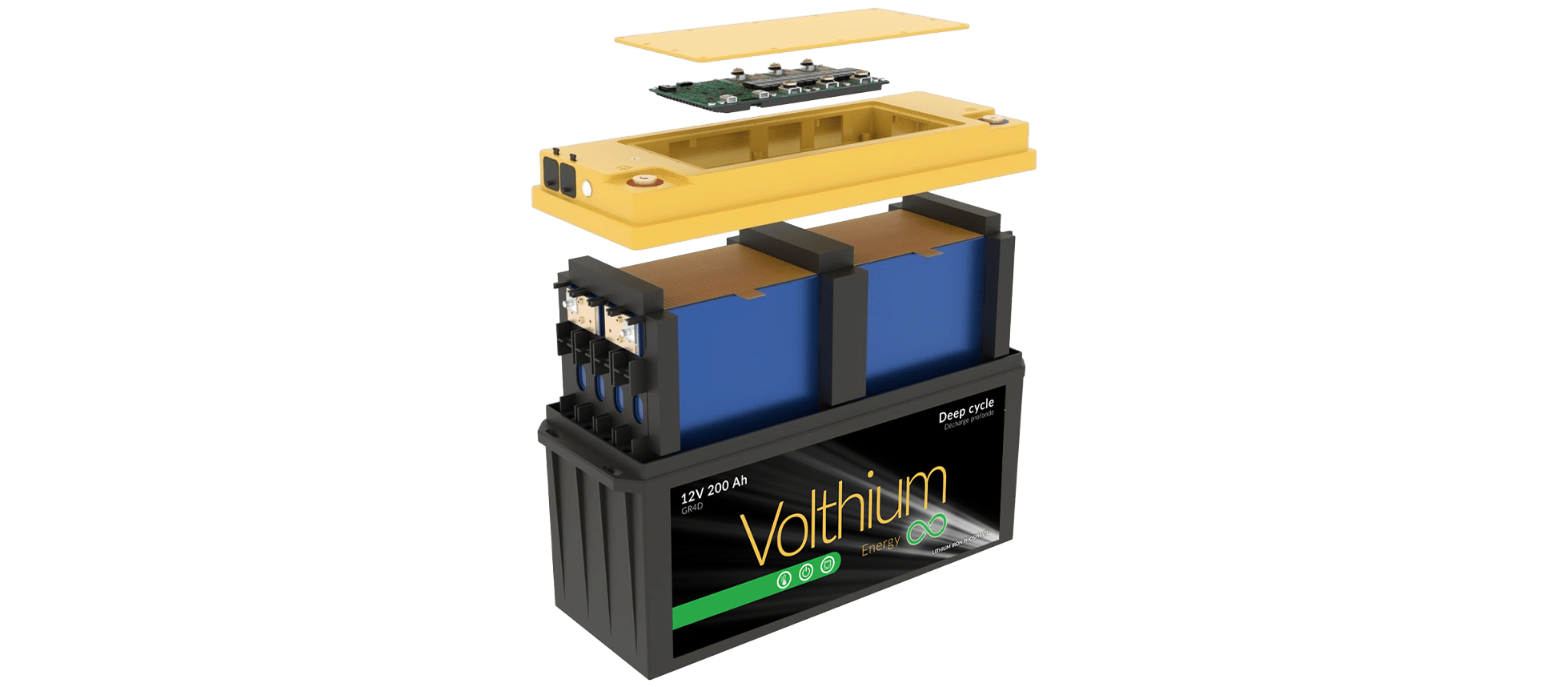 Volthium 12.8 V 200 Ah Battery Self Heating with On/Off switch Group 4D