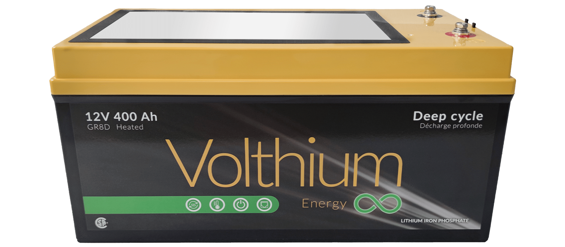 Volthium 12V 400Ah self-heating battery With LCD Display