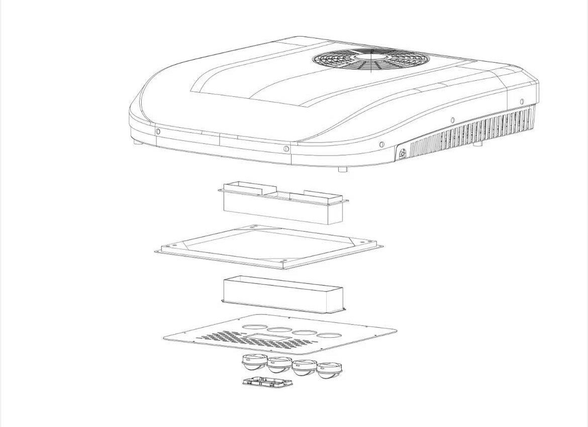 CaveWave C2 SERIES 12V/24V/48V ROOFTOP AIR CONDITIONER 8500-9500BTU (14" x 14" OPENING)