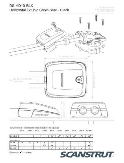 Scanstrut Dual Cable Seal - 6-10mm