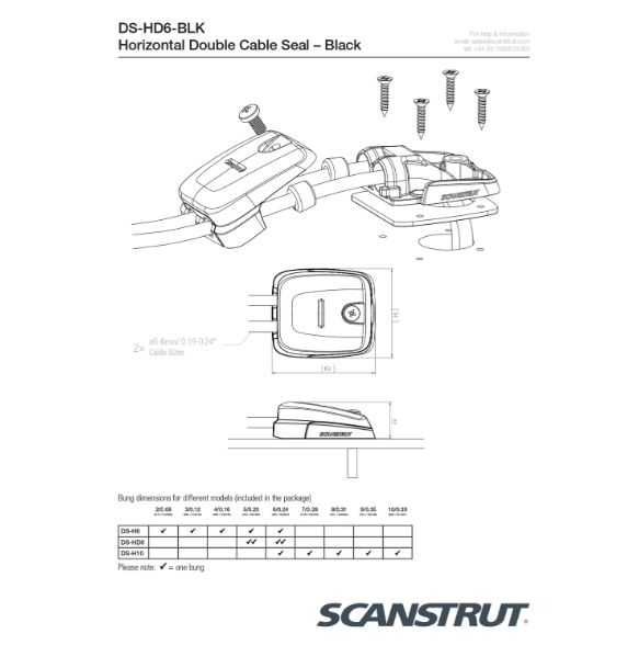 Scanstrut Dual Cable Seal - 5-6mm