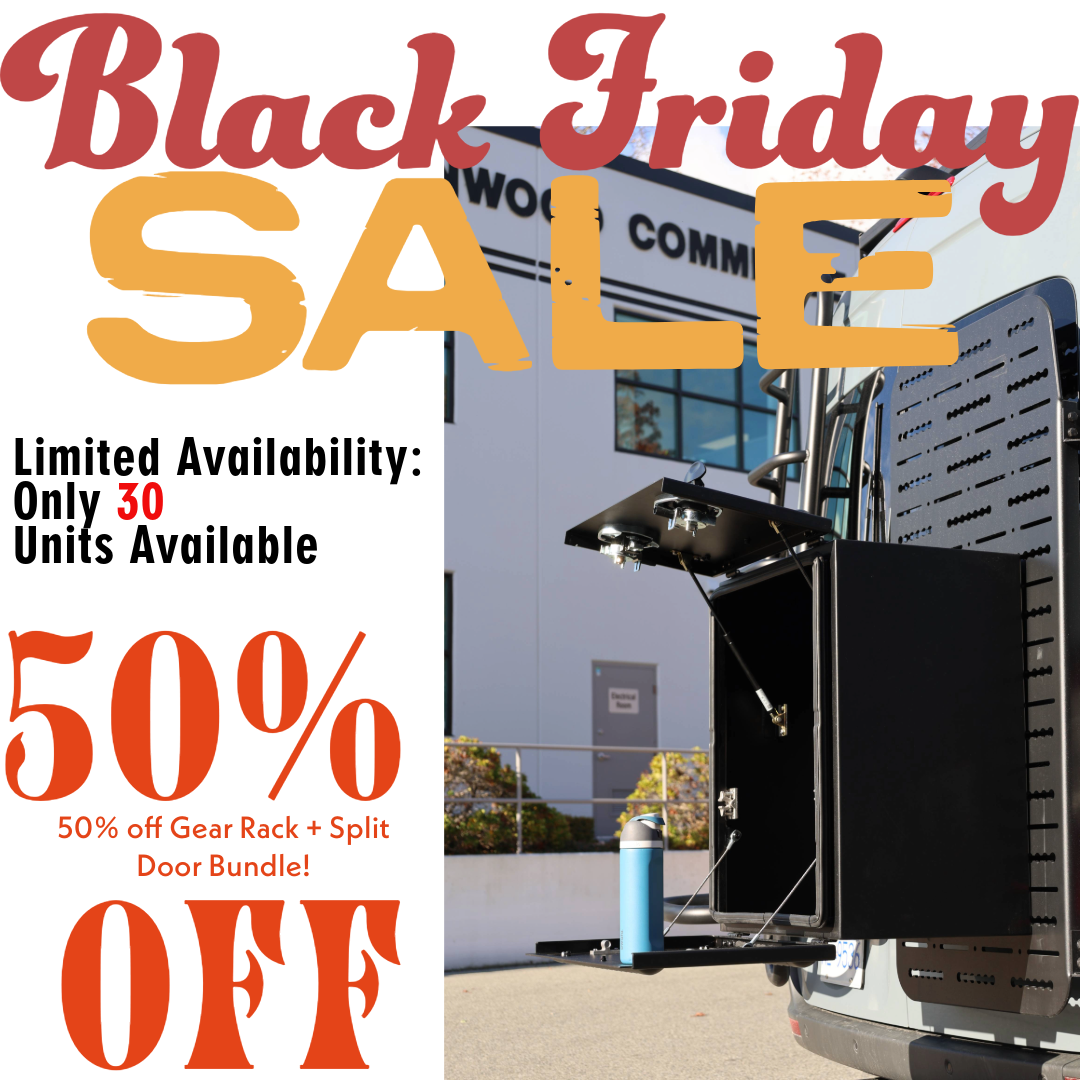 Aluminum Split Door Storage Box + Sprinter Rear Passenger Door Aluminum Gear Rack